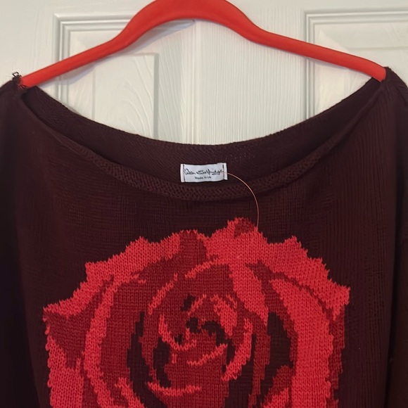 NWOT Miss Selfridge off the shoulder slouchy knit rose sweater - Picture 9 of 16